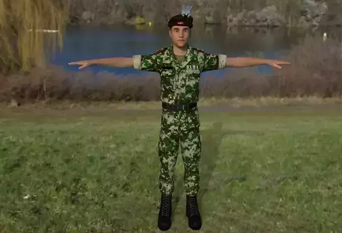 soldier russian in camouflage uniform