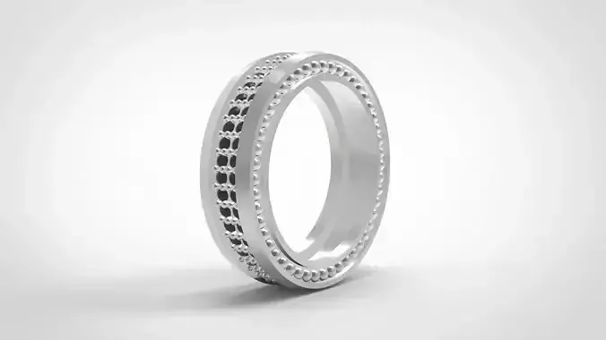 Wedding bands double row with diamonds 3D print model 3D model