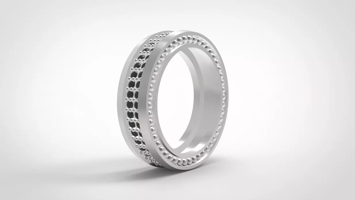 Wedding bands double row with diamonds 3D print model 3D model_0