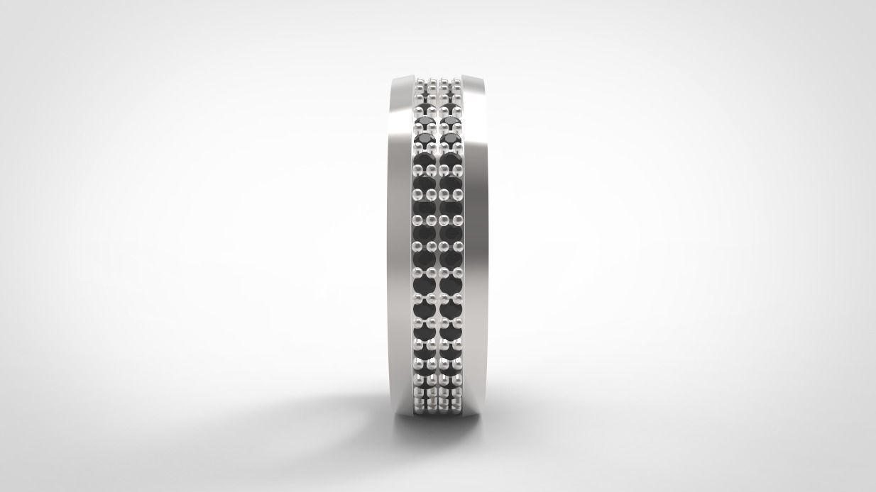 Wedding bands double row with diamonds 3D print model 3D model_1