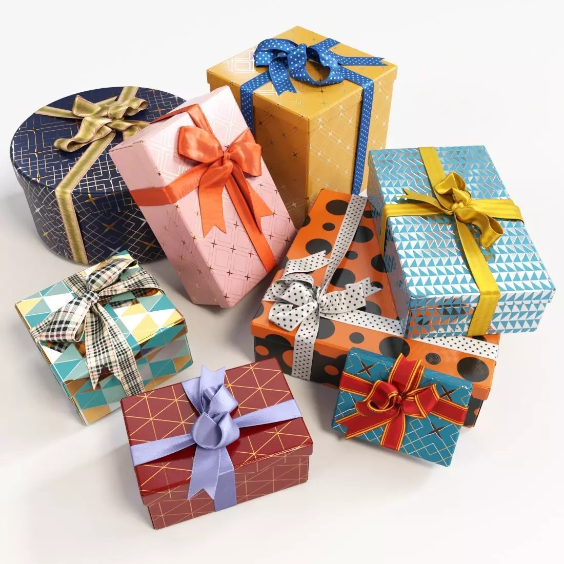 Gift boxes with bows part 2 3D model_0