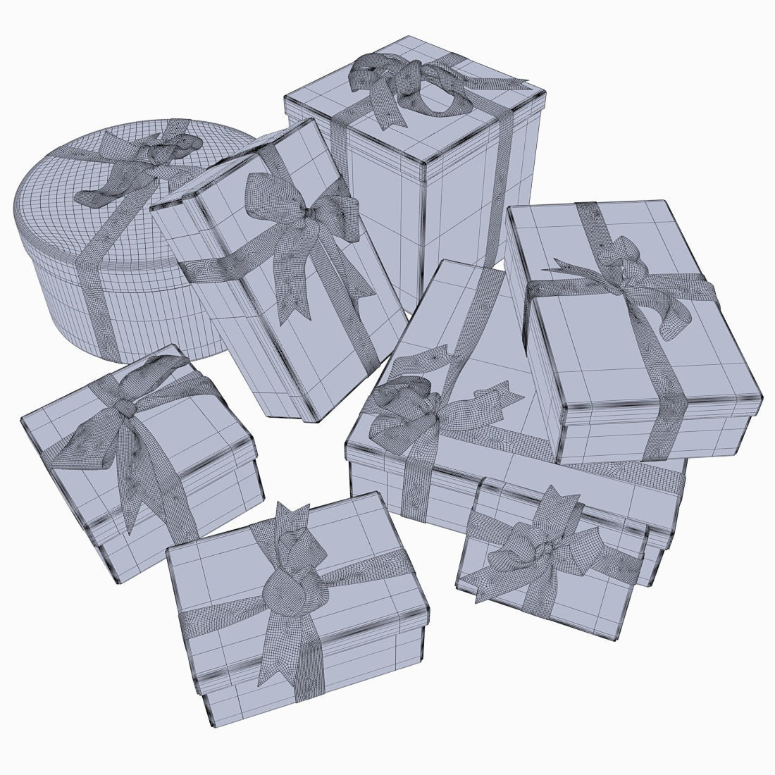 Gift boxes with bows part 2 3D model_26