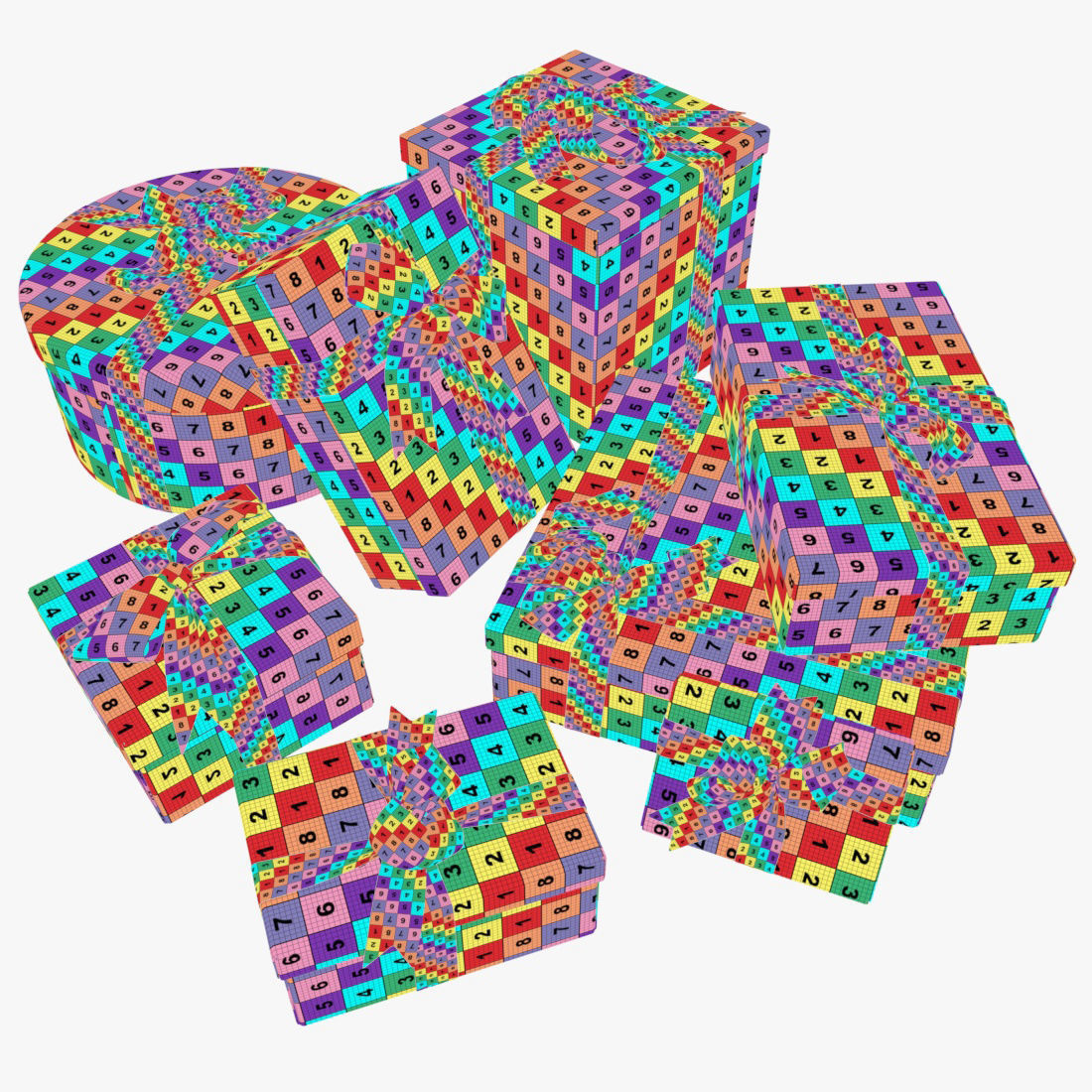Gift boxes with bows part 2 3D model_25