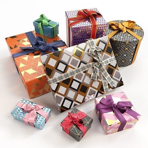 Gift boxes with bows part 3 3D model
