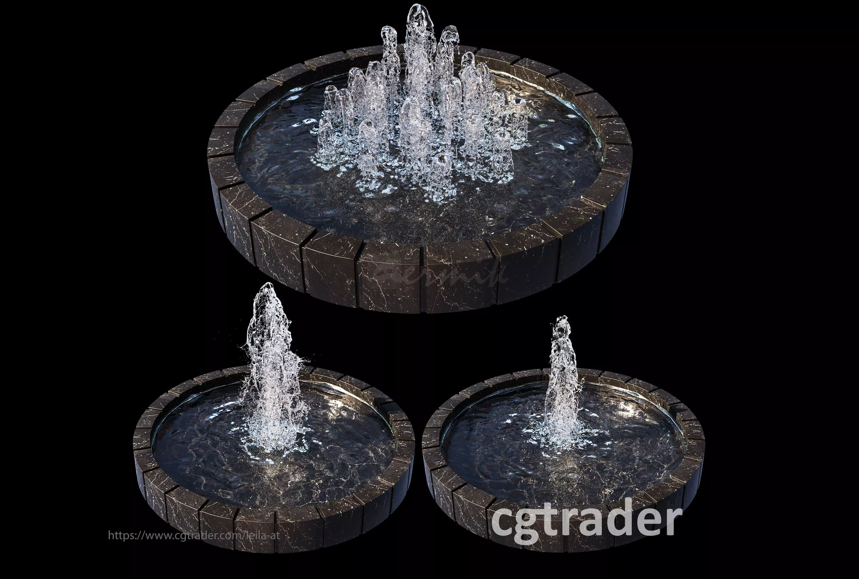 3 large water Fountains  3D model_0