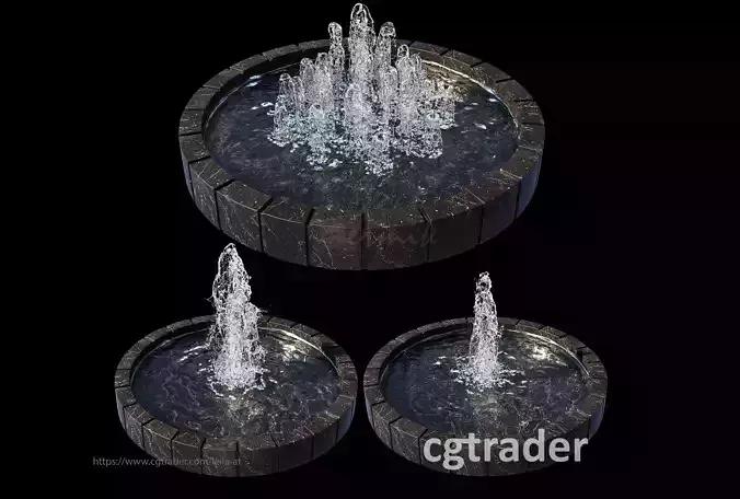 3 large water Fountains  3D model