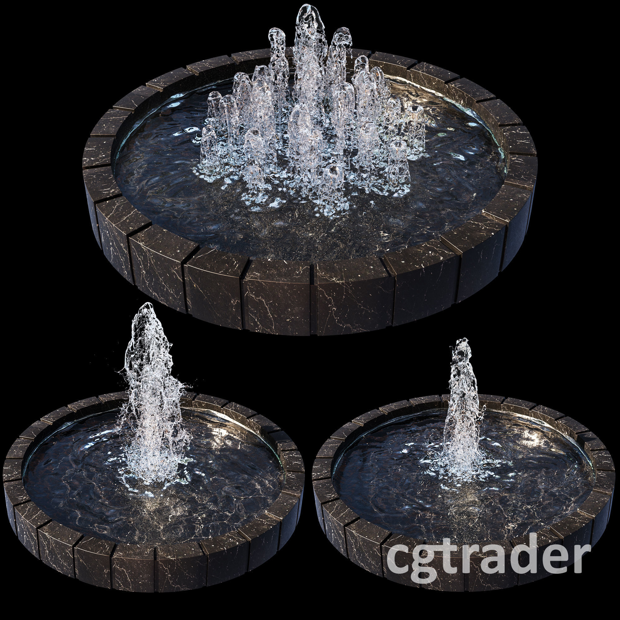 3 large water Fountains