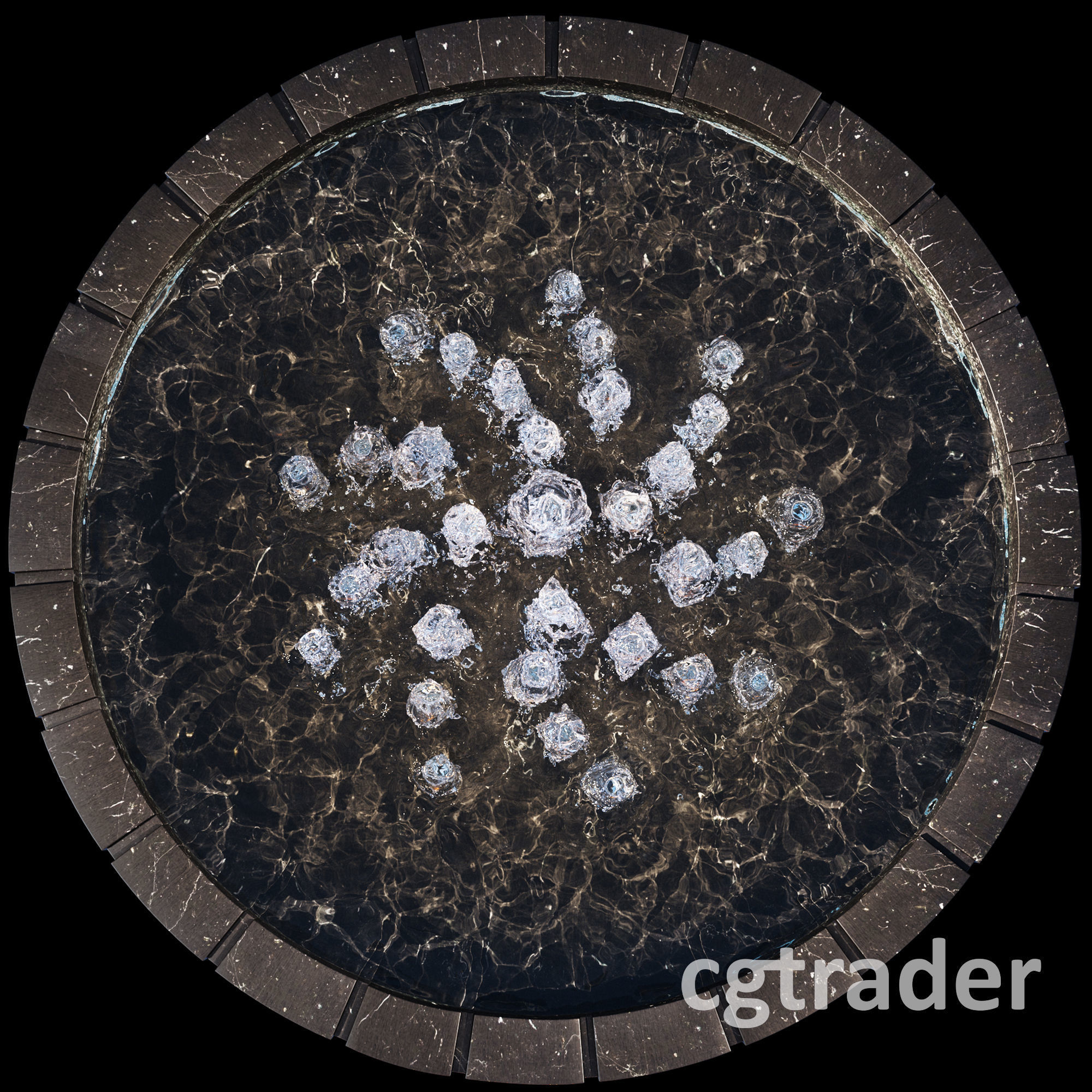 3 large water Fountains  3D model_5