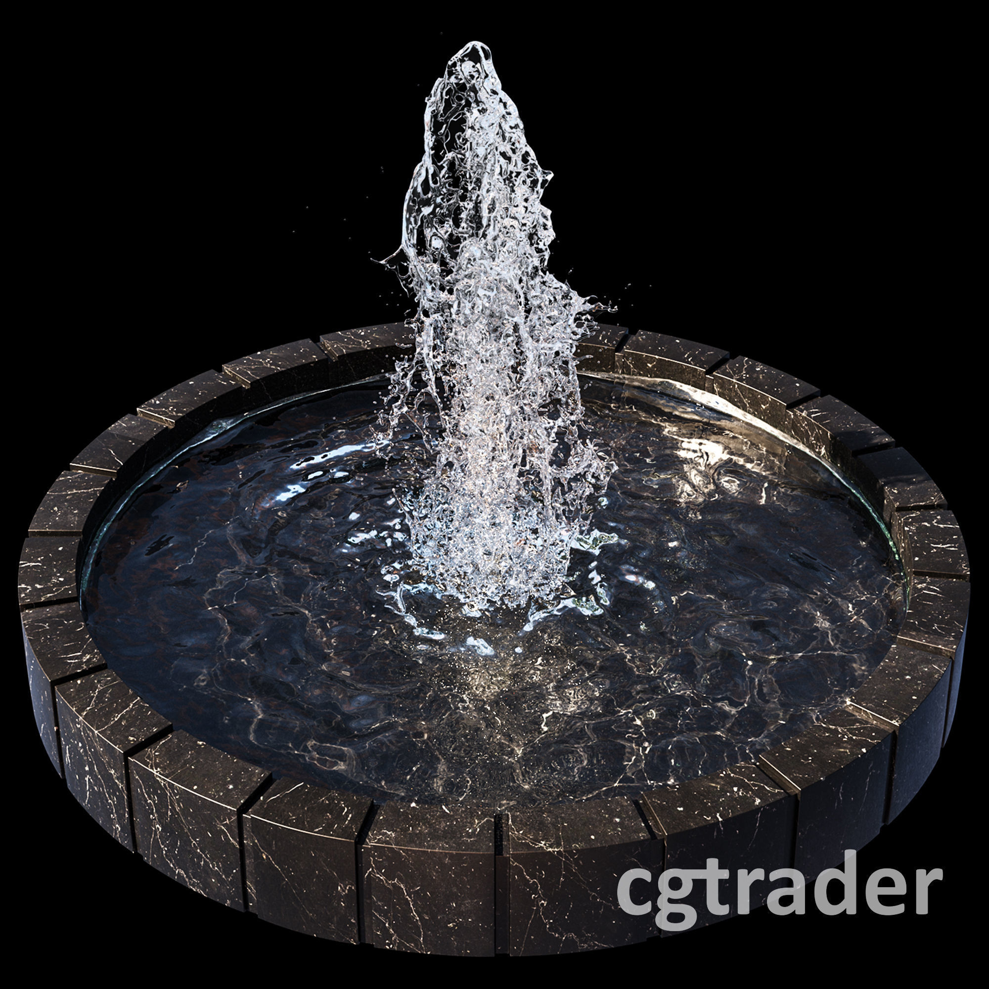 3 large water Fountains  3D model_1
