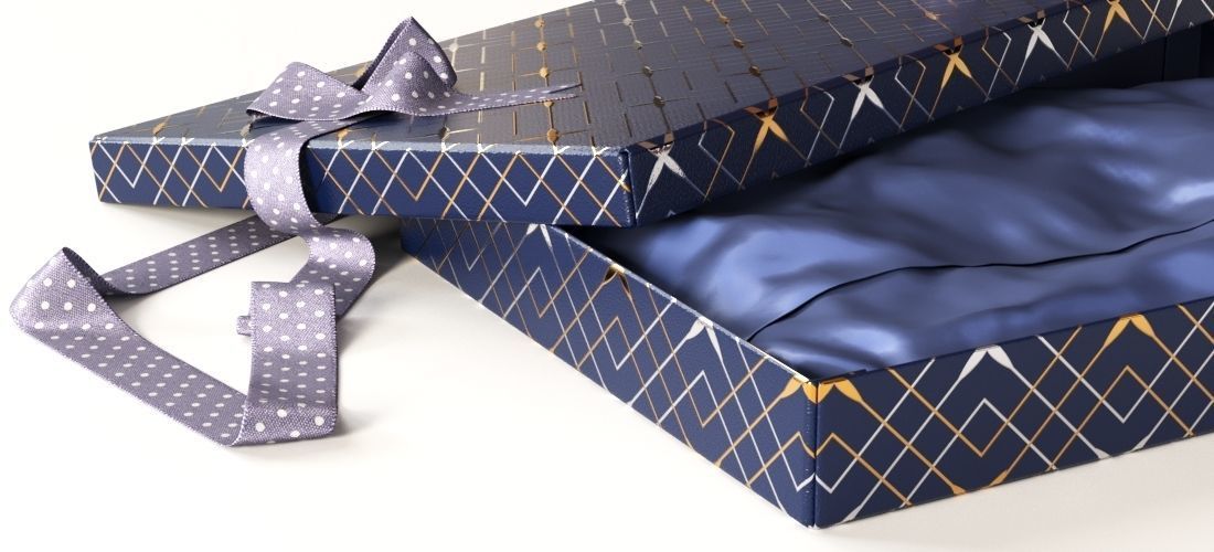 Open gift box with ribbon 3D model_5