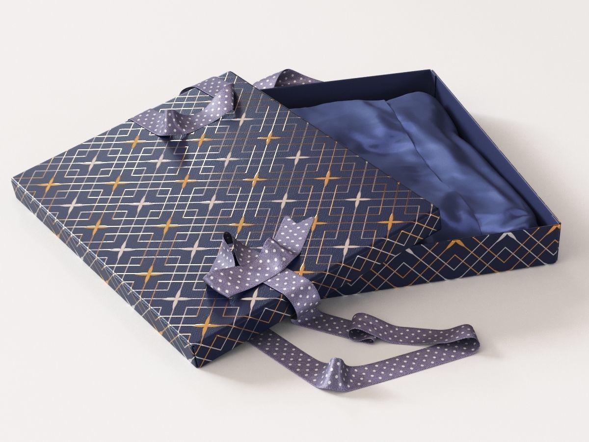 Open gift box with ribbon 3D model_4