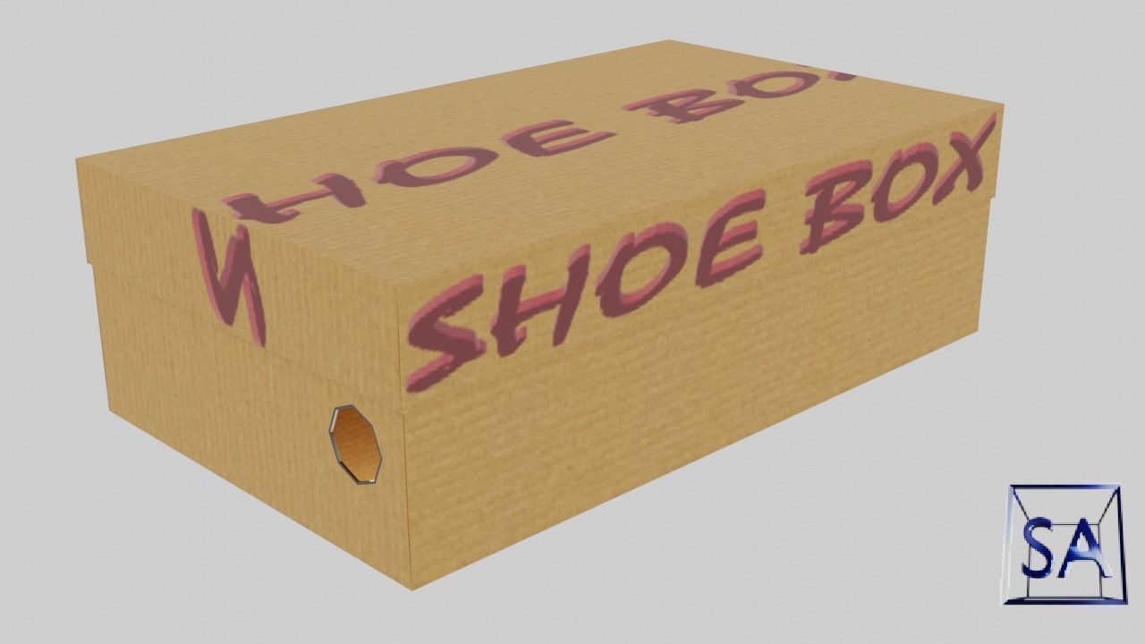 Low Poly Cardboard Shoe Box Low-poly 3D model_16