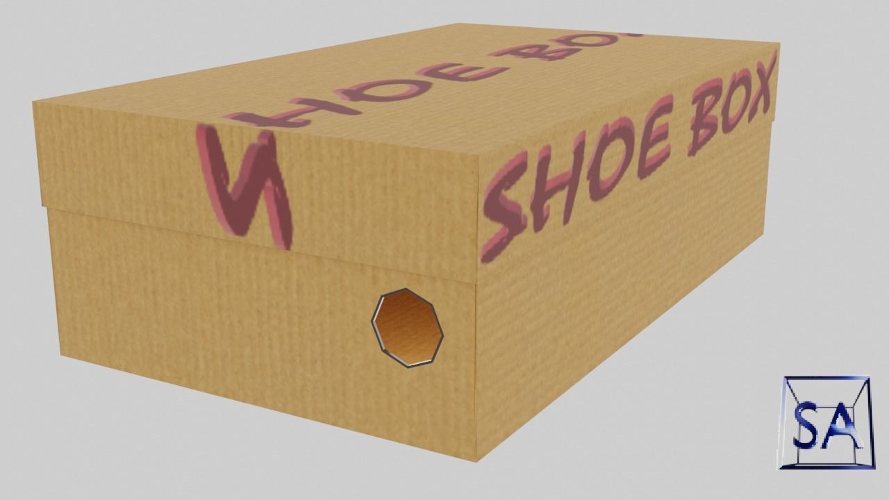 Low Poly Cardboard Shoe Box Low-poly 3D model_9