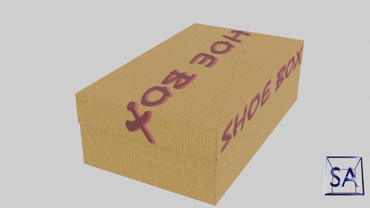 Low Poly Cardboard Shoe Box Low-poly 3D model_4