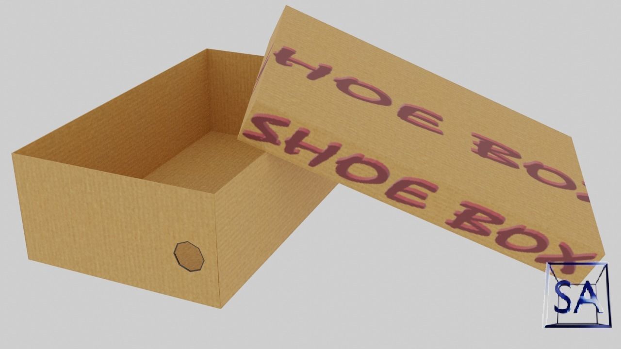 Low Poly Cardboard Shoe Box Low-poly 3D model_1
