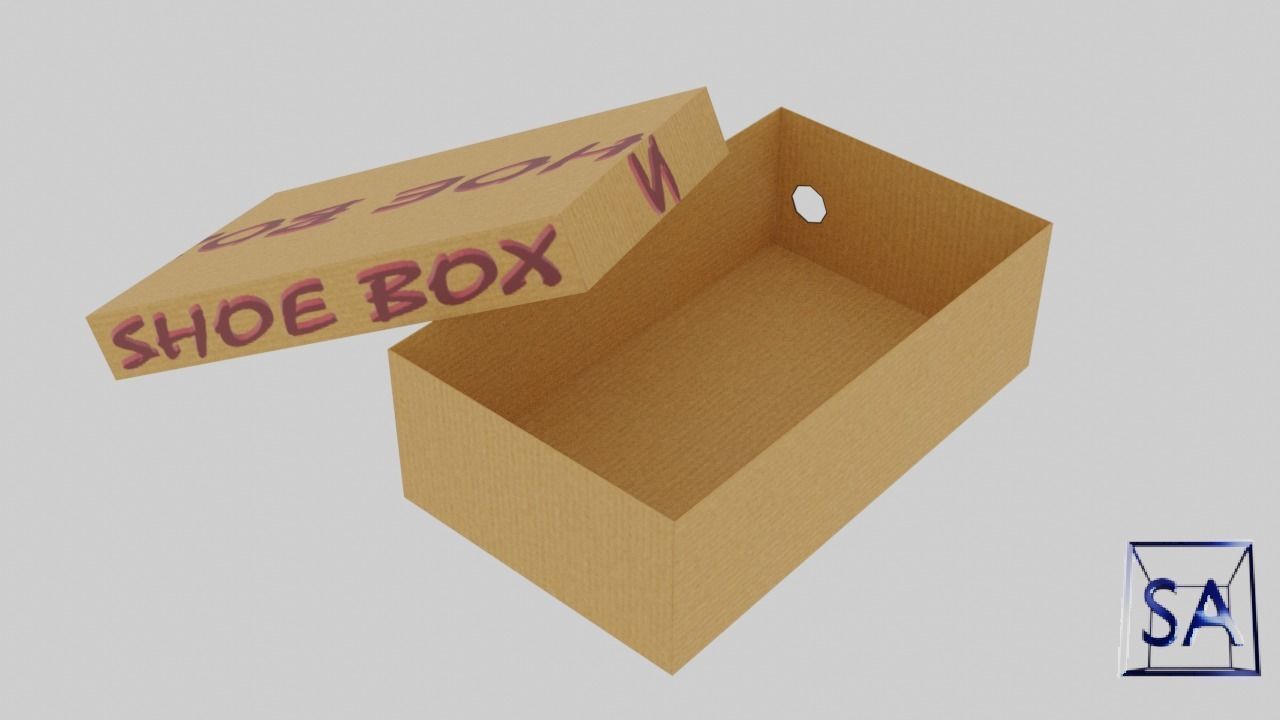 Low Poly Cardboard Shoe Box Low-poly 3D model_32