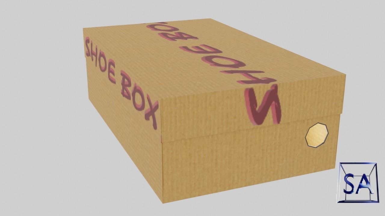 Low Poly Cardboard Shoe Box Low-poly 3D model_8