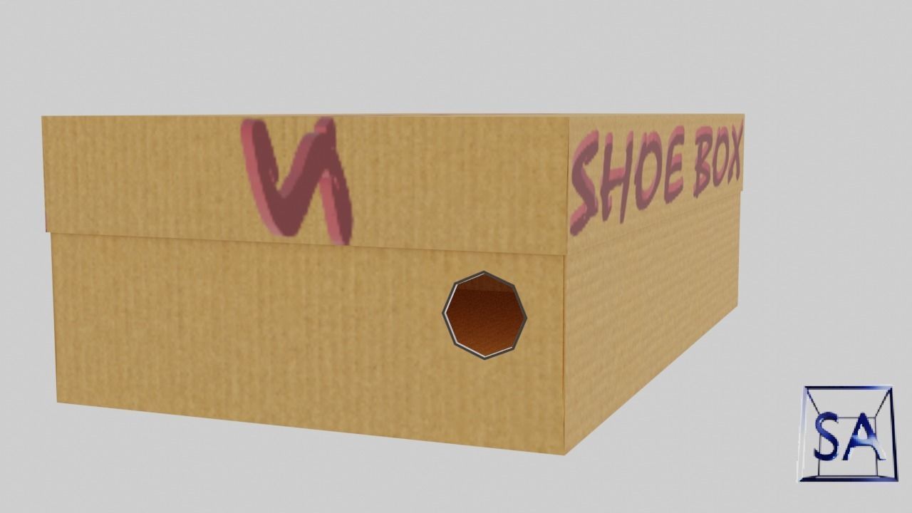 Low Poly Cardboard Shoe Box Low-poly 3D model_10
