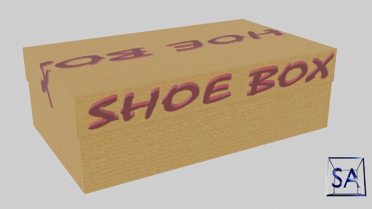 Low Poly Cardboard Shoe Box Low-poly 3D model_6