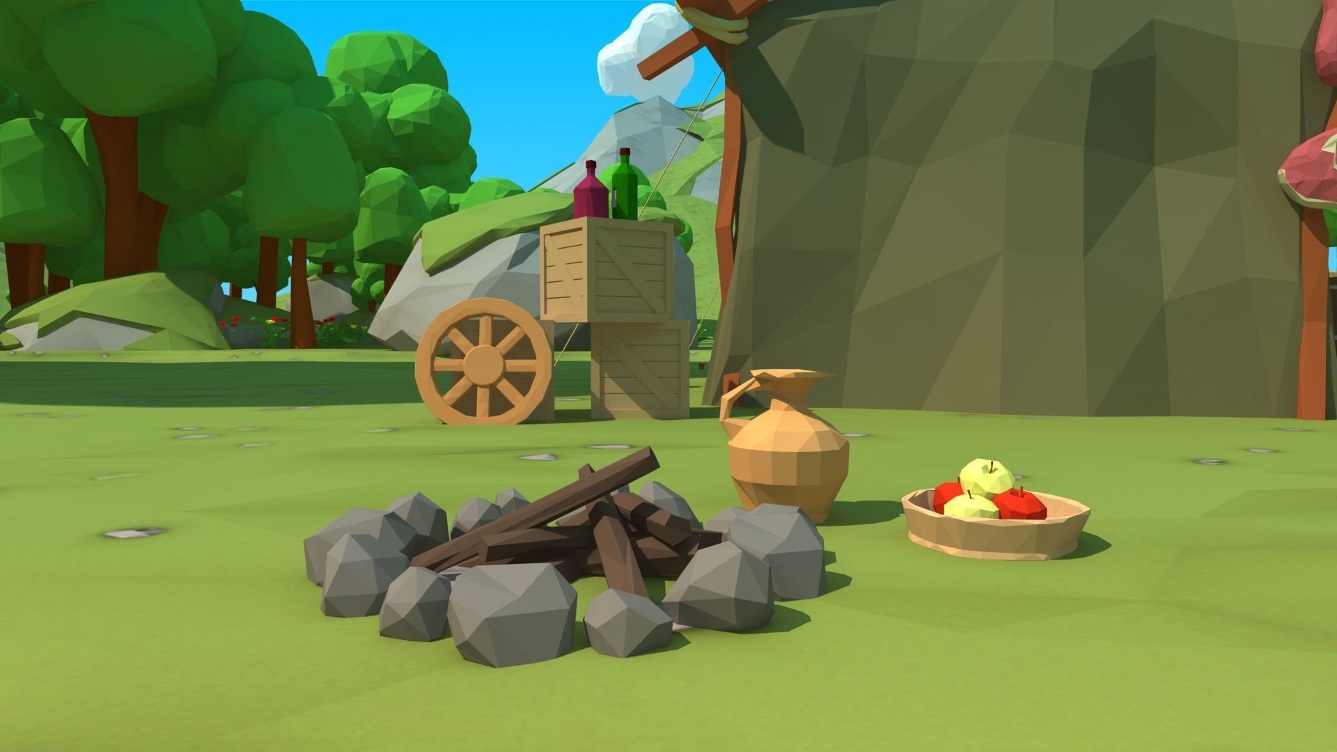 polygon nature blocks and items for RPG Adventure games Low-poly 3D model_26