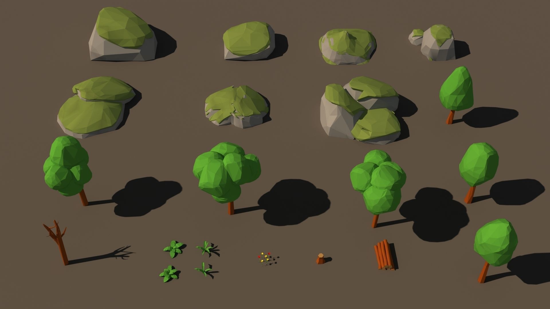 polygon nature blocks and items for RPG Adventure games Low-poly 3D model_6