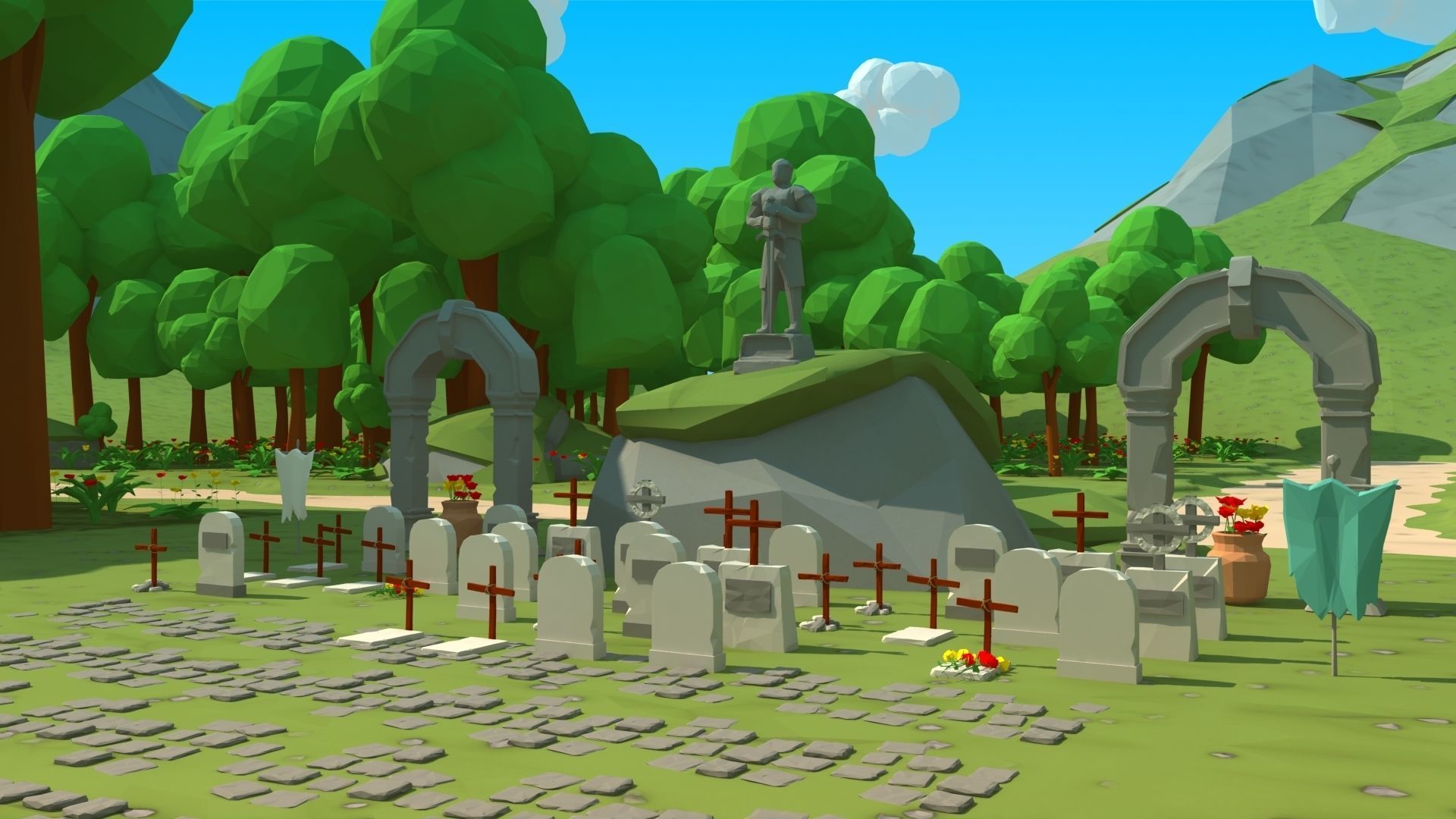 polygon nature blocks and items for RPG Adventure games Low-poly 3D model_3