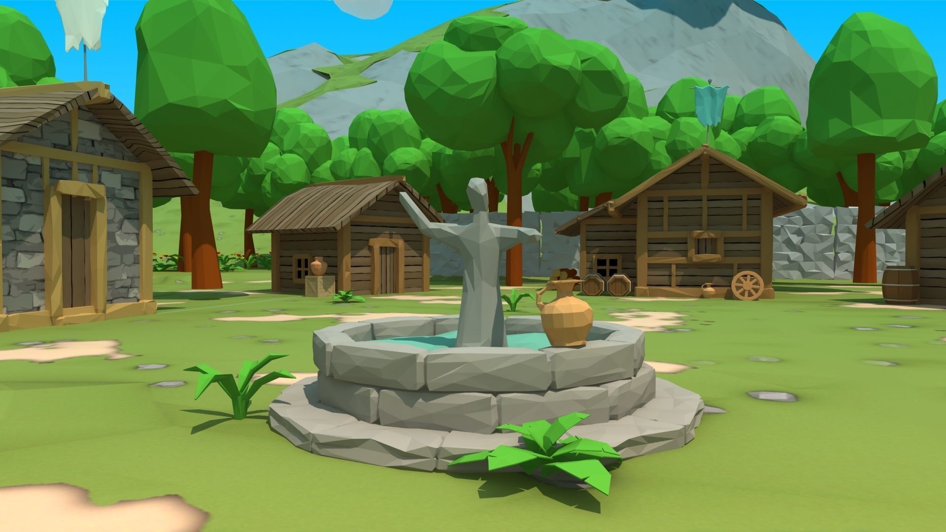 polygon nature blocks and items for RPG Adventure games Low-poly 3D model_16