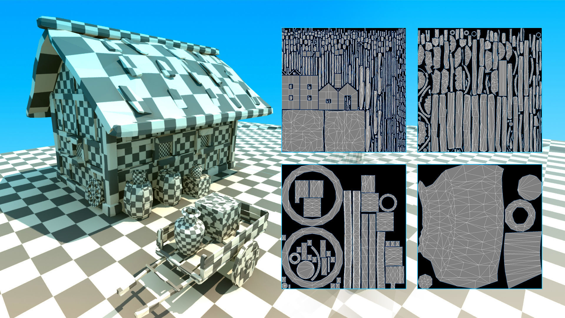 polygon nature blocks and items for RPG Adventure games Low-poly 3D model_13