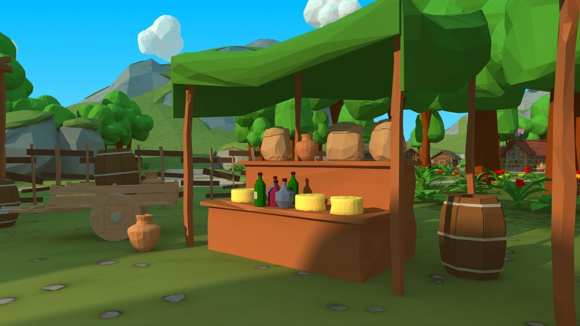 polygon nature blocks and items for RPG Adventure games Low-poly 3D model_30