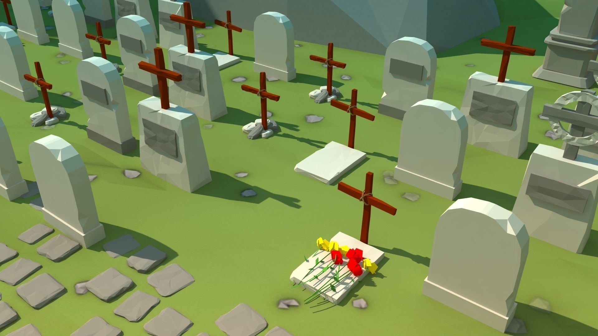 polygon nature blocks and items for RPG Adventure games Low-poly 3D model_27