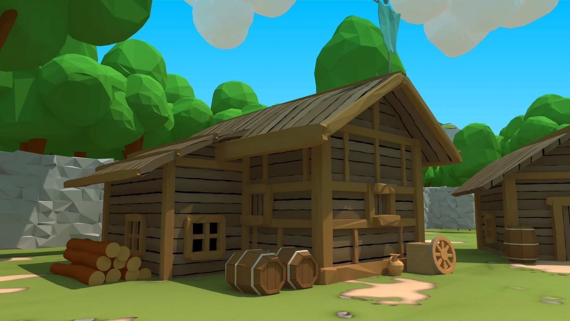 polygon nature blocks and items for RPG Adventure games Low-poly 3D model_17