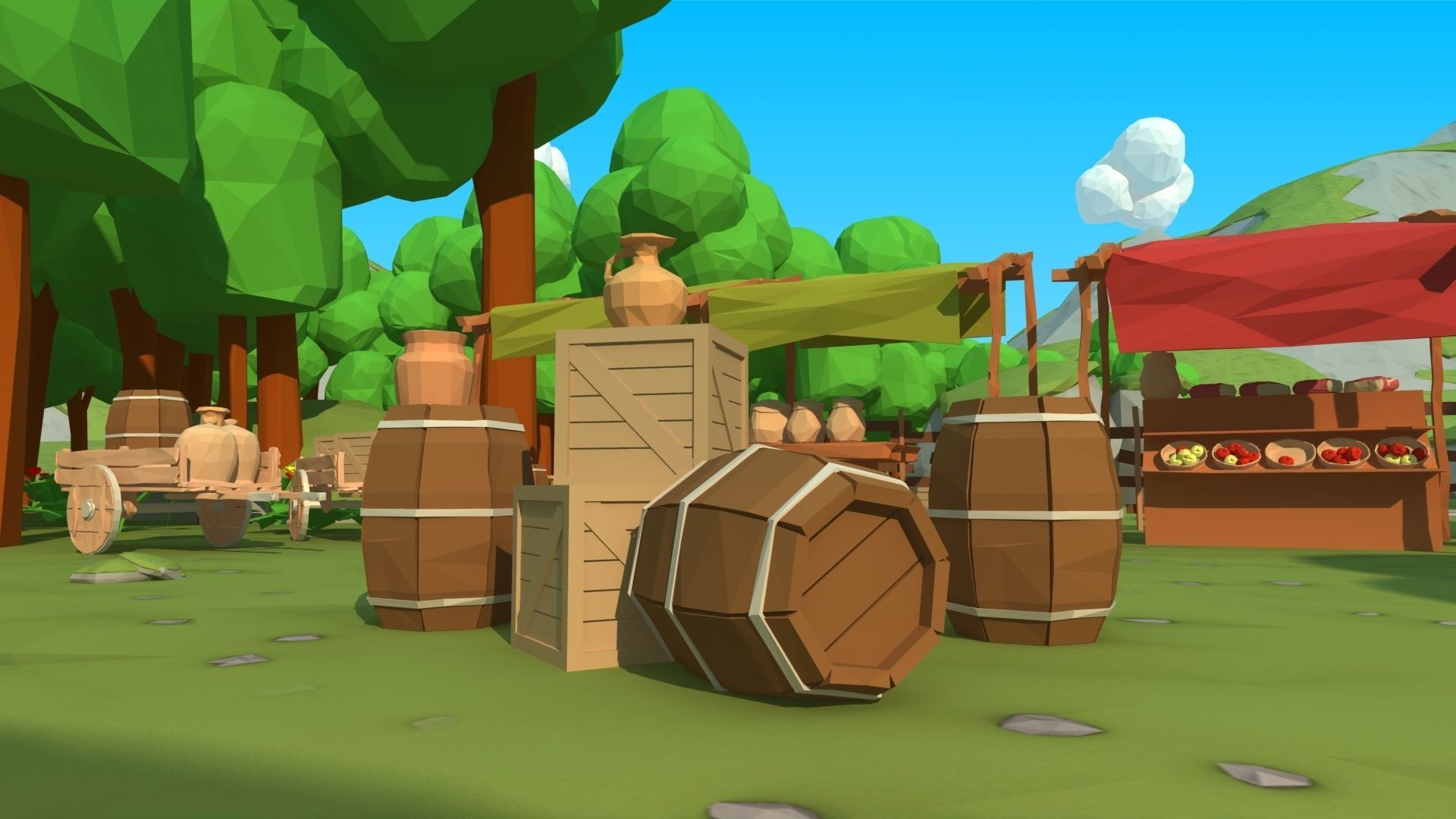 polygon nature blocks and items for RPG Adventure games Low-poly 3D model_32