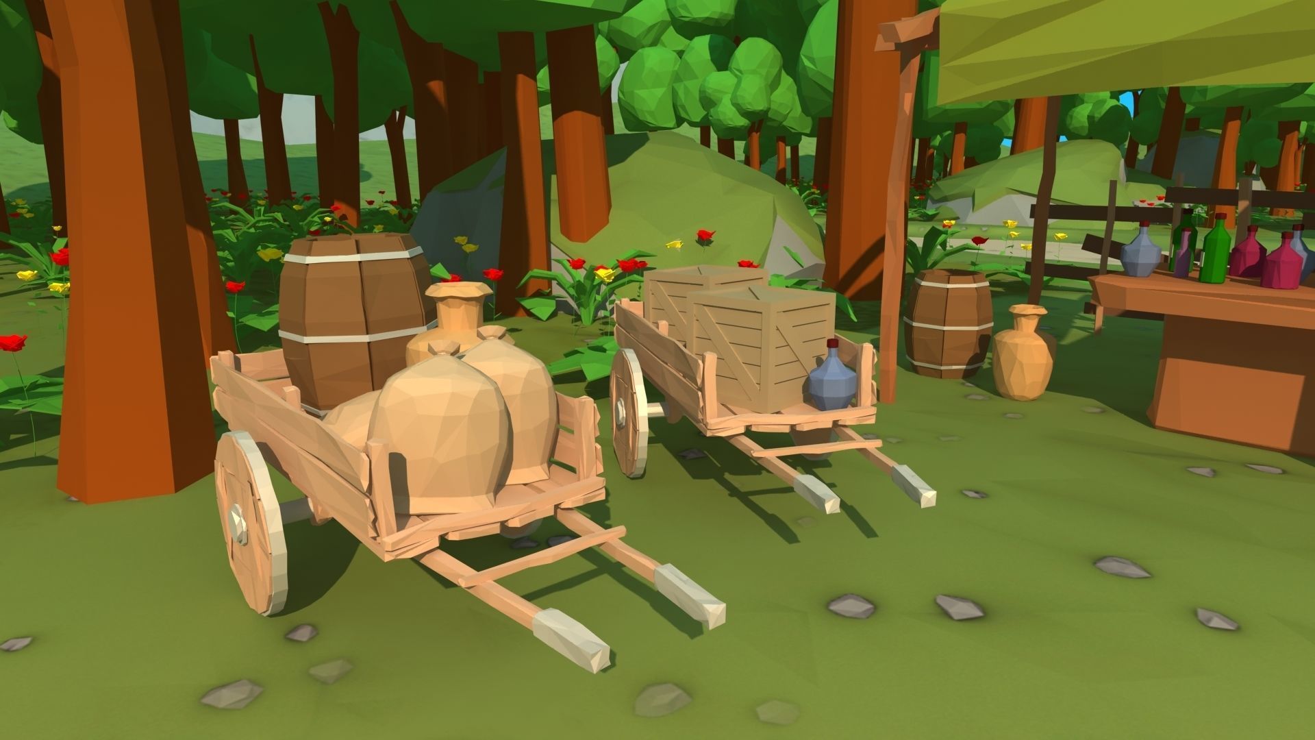 polygon nature blocks and items for RPG Adventure games Low-poly 3D model_28