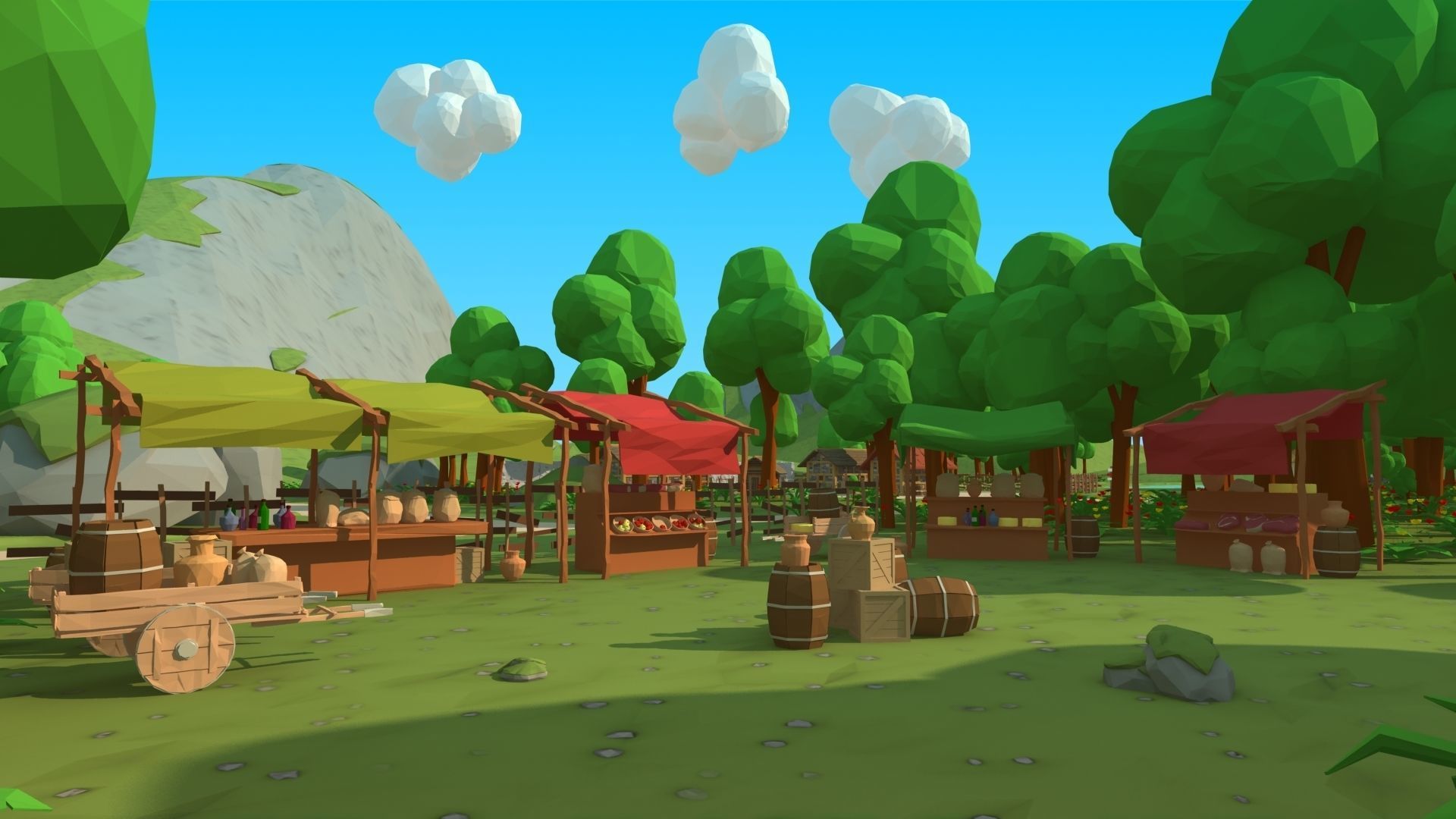 polygon nature blocks and items for RPG Adventure games Low-poly 3D model_7