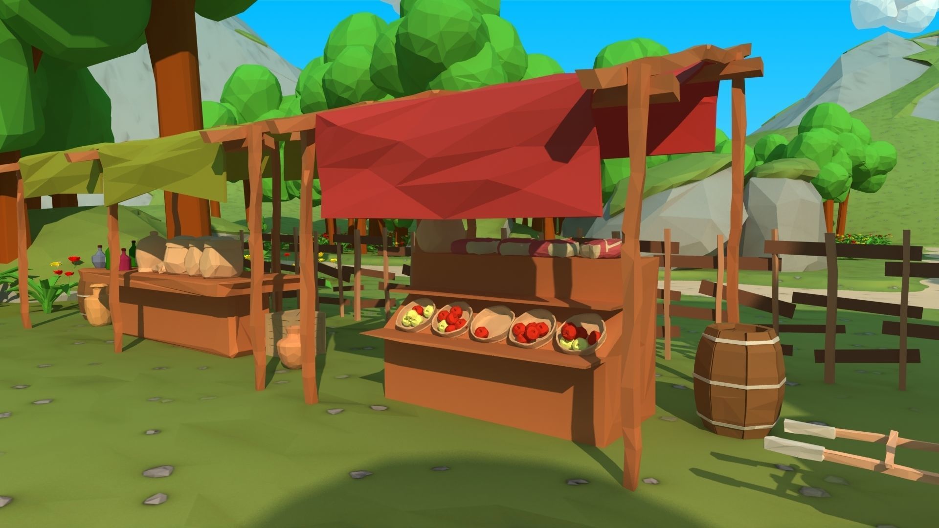 polygon nature blocks and items for RPG Adventure games Low-poly 3D model_29