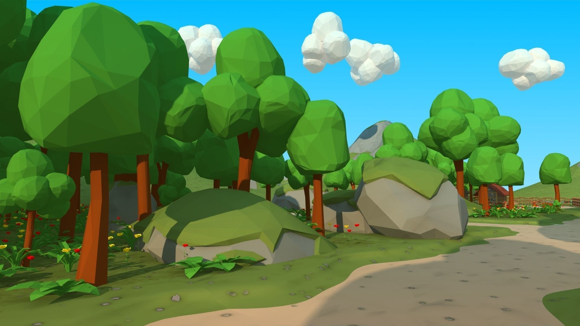 polygon nature blocks and items for RPG Adventure games Low-poly 3D model_24
