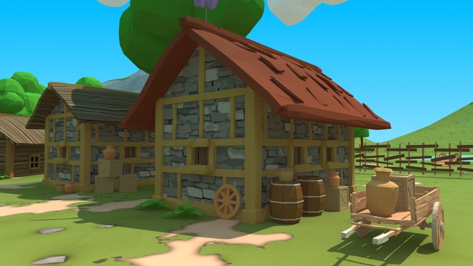 polygon nature blocks and items for RPG Adventure games Low-poly 3D model_15