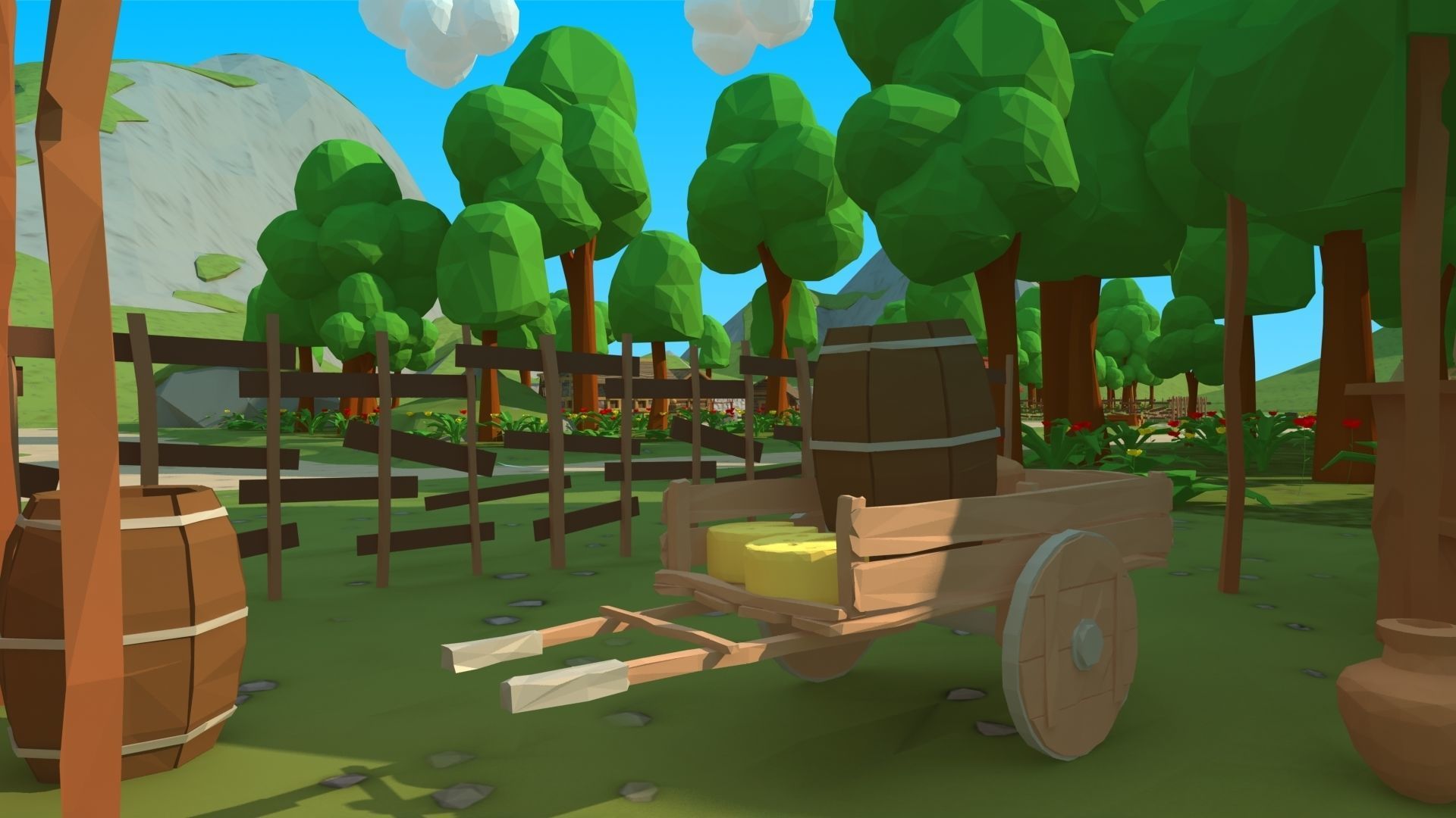 polygon nature blocks and items for RPG Adventure games Low-poly 3D model_33