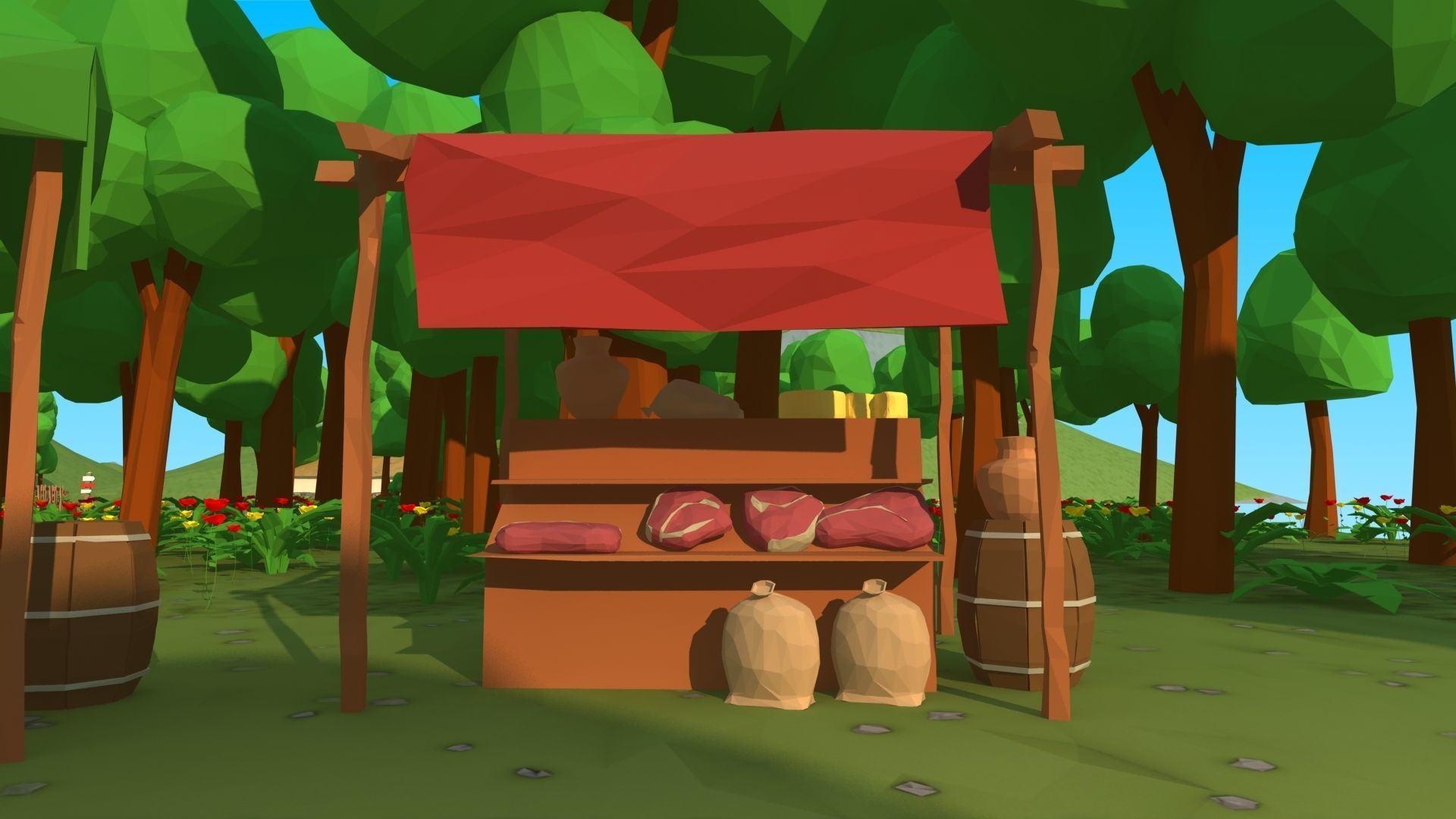 polygon nature blocks and items for RPG Adventure games Low-poly 3D model_31