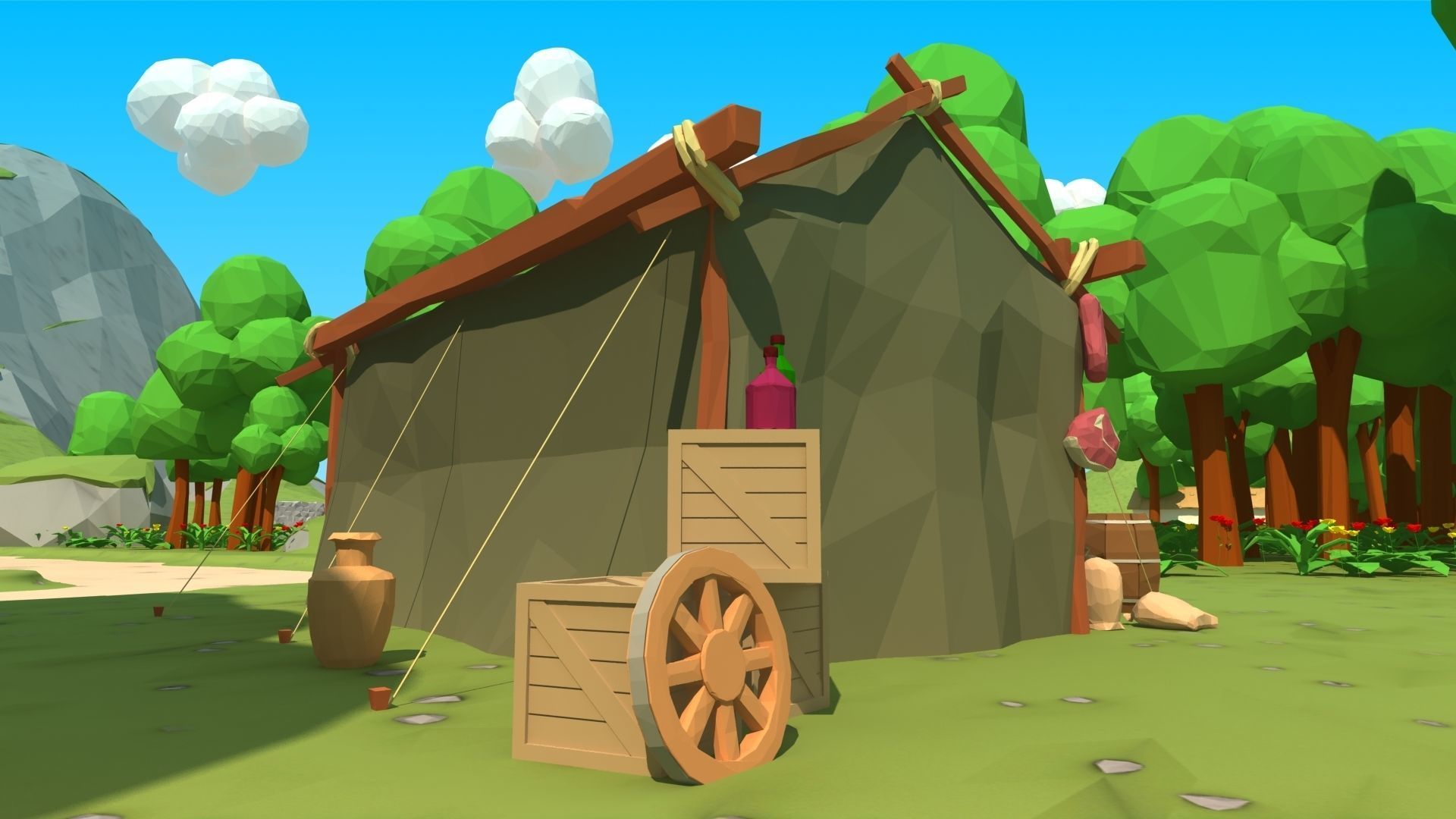 polygon nature blocks and items for RPG Adventure games Low-poly 3D model_25