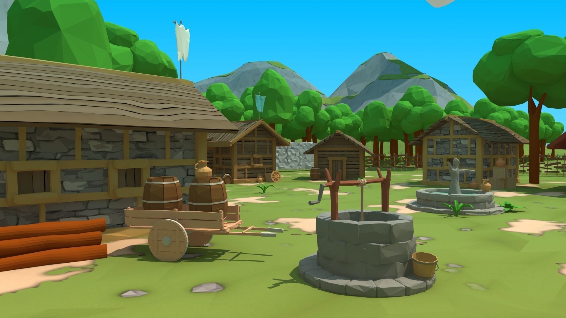 polygon nature blocks and items for RPG Adventure games Low-poly 3D model_18