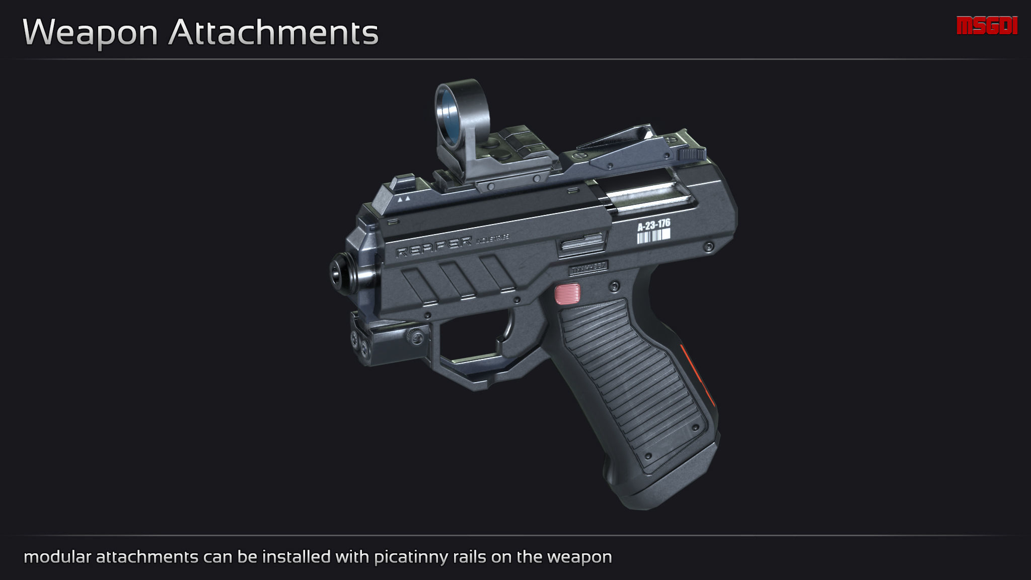 Scifi Pistol PNT 34 Low-poly 3D model_4