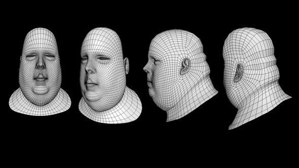 Human Head Fat Male Low Poly Base Mesh Low-poly 3D model_4