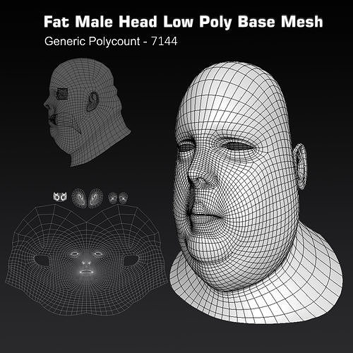 Human Head Fat Male Low Poly Base Mesh Low-poly 3D model