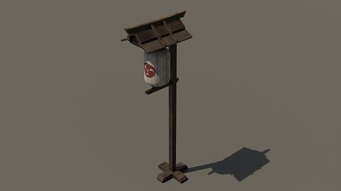 Japanese Wood Street Lamp 2 Low-poly 3D model
