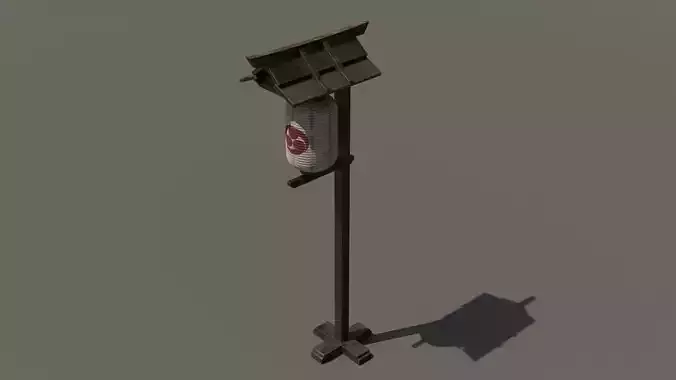Japanese Wood Street Lamp 2 Low-poly 3D model