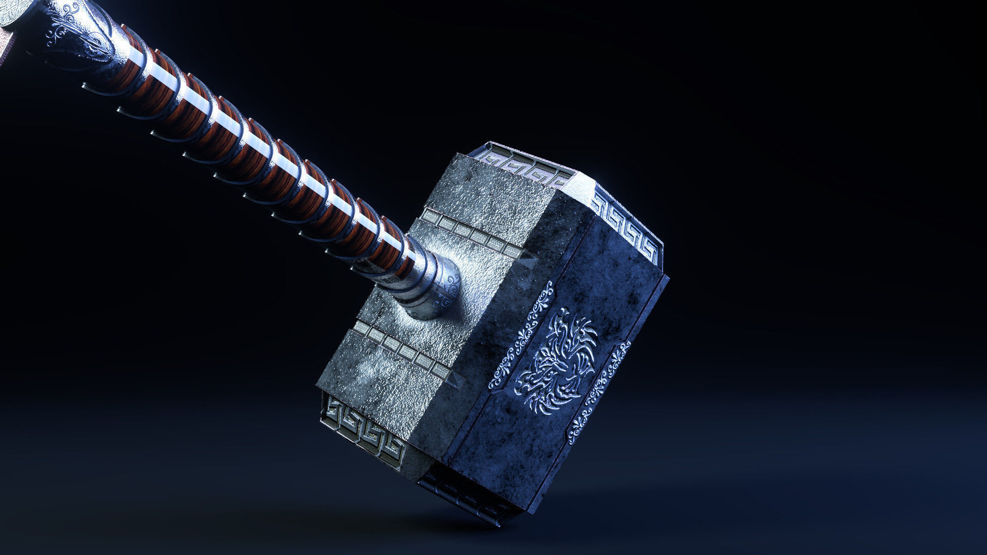 Mjolnir Battle Hammer Low-poly 3D model_1