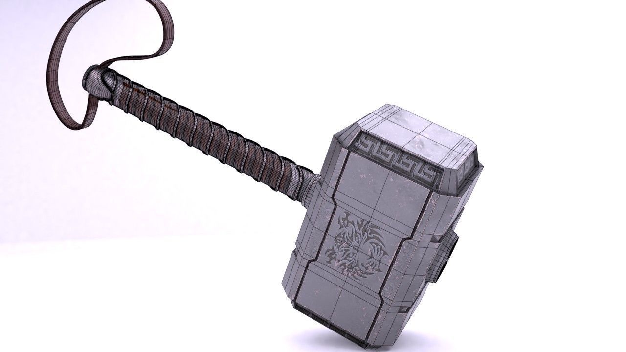 Mjolnir Battle Hammer Low-poly 3D model_7