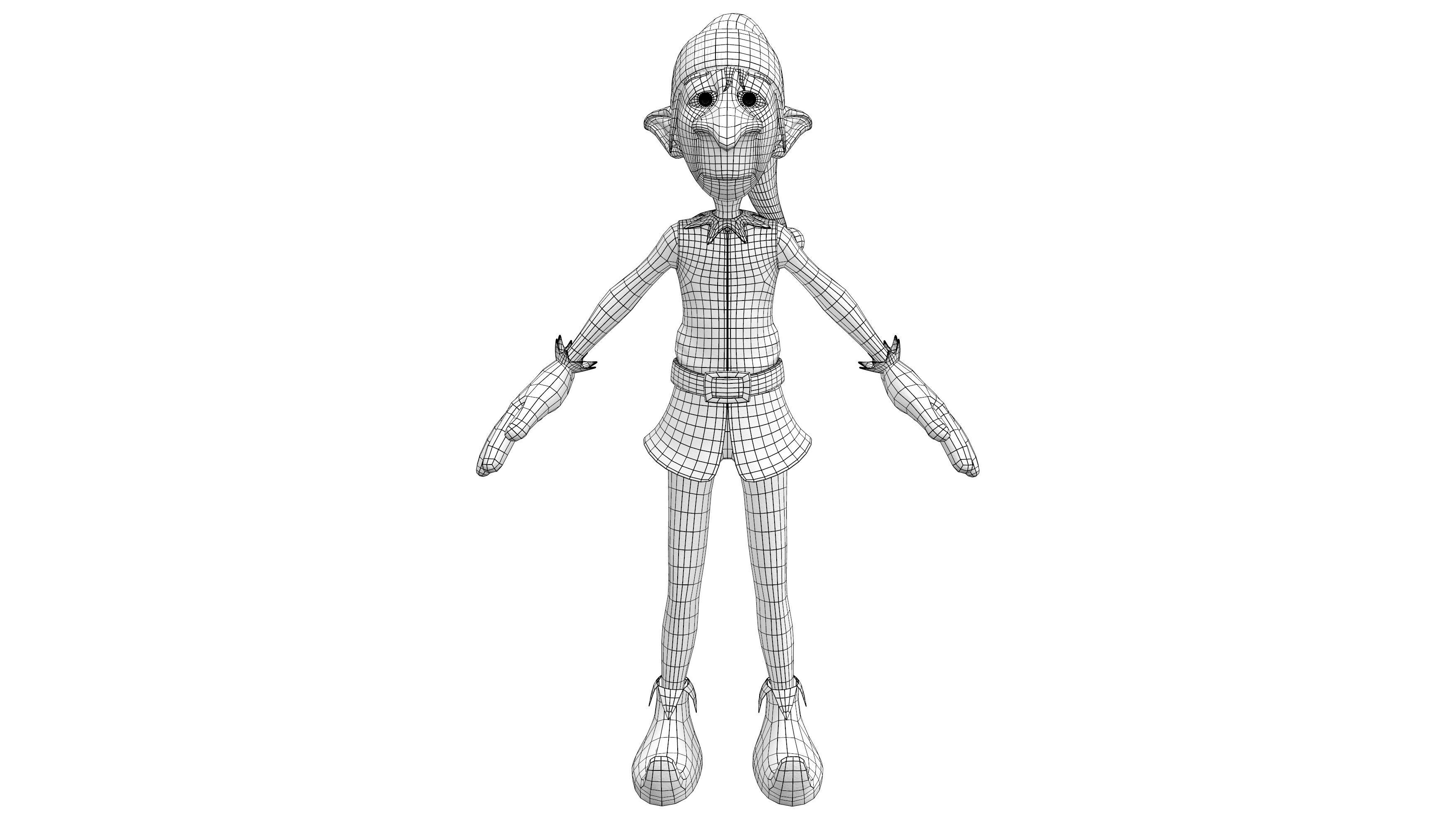 Elf Character Low-poly 3D model_6