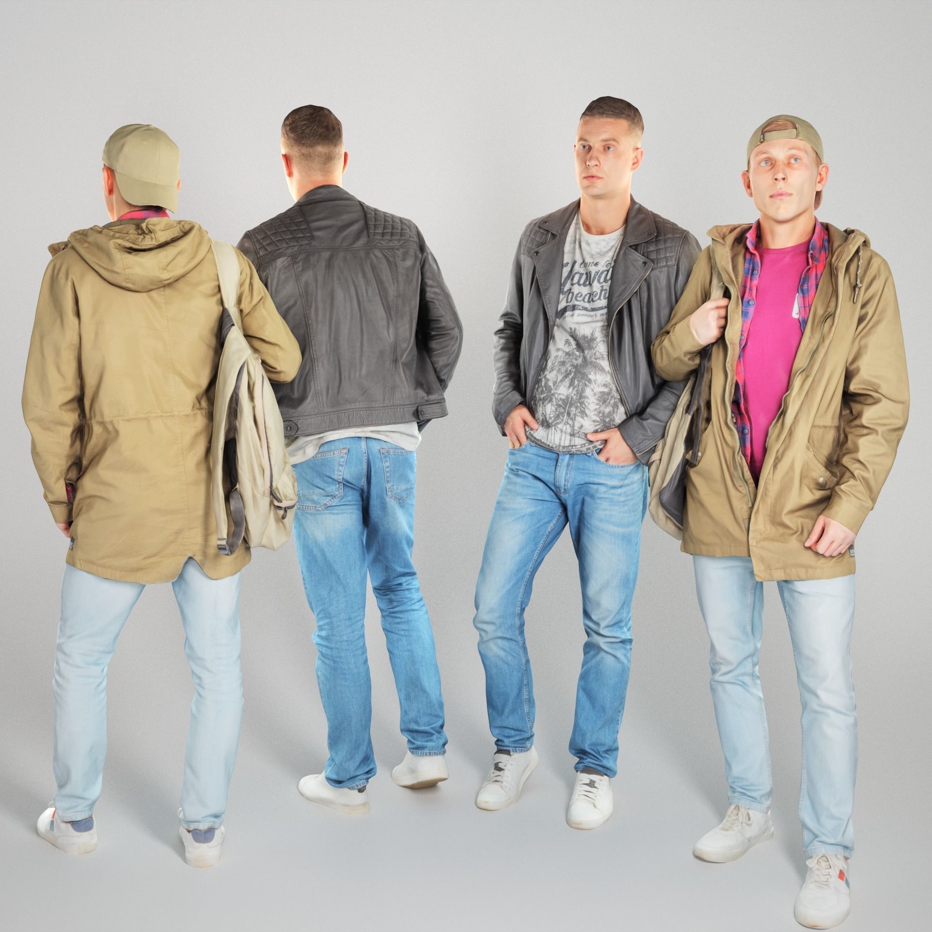 Bundle Stylish men street style 05 Low-poly 3D model_2